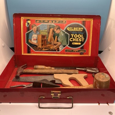 Vintage AC Gilbert Metal Box Case Big Boy Tool Chest With TOOLS