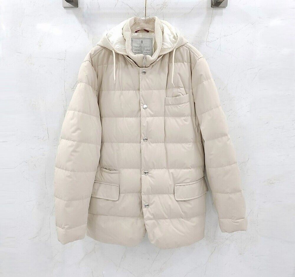 Brunello Cucinelli Beige Down Padding Hoodie Jack… - image 1
