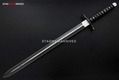 Rare Hand Forged D2 Powder Coated Steel Hunting Battle Ready Double-Edged Sword