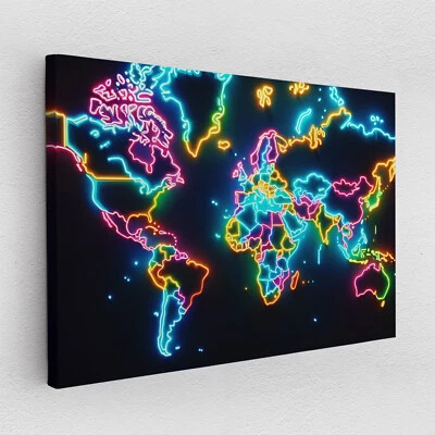 Leinwandbild Poster Acryl Glas Pop-Art Neon Karte bunt Neon Abstrakt Wandbilder - Bild 1 von 4