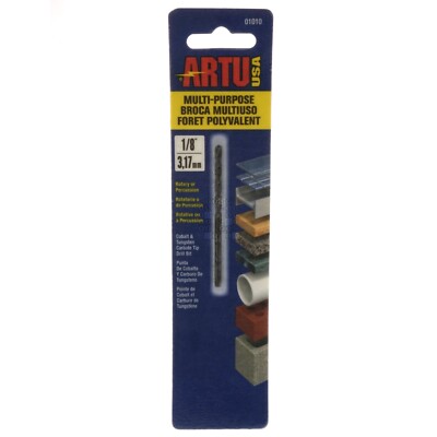 Artu 01010 1/8'' Multi-Purpose Cobalt & Tungsten Carbide Tip Drill Bit