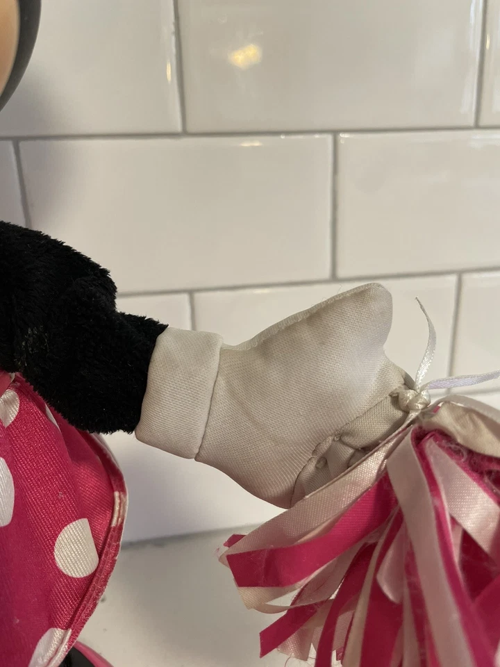 Vintage-Disney Cheerin Minnie Mouse Cheerleader Cheers Sings Shakes Pom Poms Foto 3 de 4