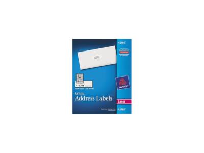 Avery 45160 Address Labels, 1 x 2-5/8, White, 7500/Box