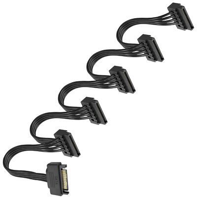 SATA Power Splitter Cable 15 Pin SATA to 5 x 15 Pin SATA Power Supply Cable E...