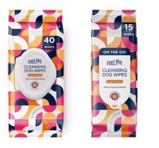 2 Set Of Pet Life Cleansing Dog Wipes 40 At Home 15 On The Go.