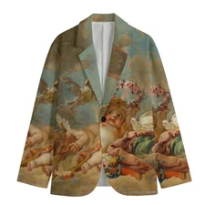 Cherub Blazer Boucher Cotton Sport Coat Baroque Jacket Cherubim Putti Rococo Art