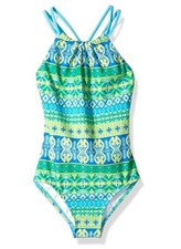 Kanu Surf Girls' Jasmine Sport Halter One Piece Swimsuit Multicolor Size 14 5865