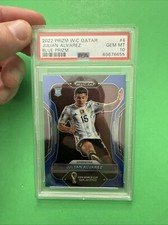 2022 Panini Blue Prizm World Cup Soccer #4 Julian Alvarez RC Rookie /299 PSA 10