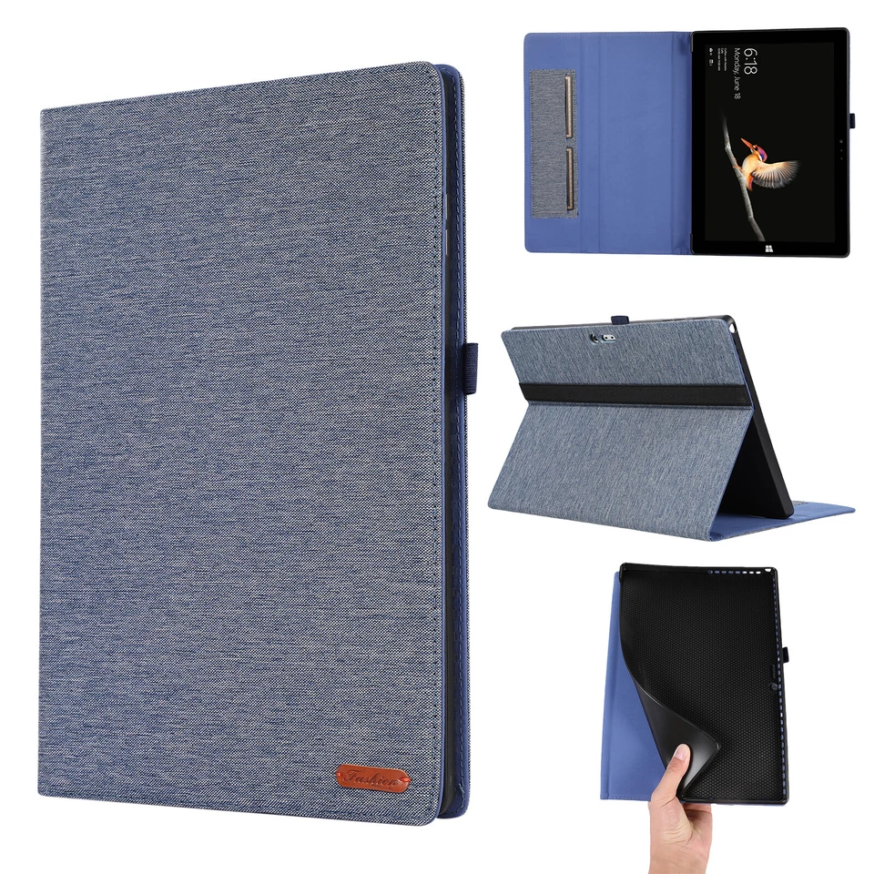 Denim Fabric Flip Case for Surface Pro 4 5 6 7 8 9 Shockproof Tablet Cover - Image 2 of 4