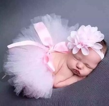 Newborn Outfit Baby Girl Set of 2 Tutu Skirt  Flower Headband