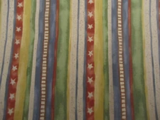 Cotton FAbric Folk Americana Stripes Stars Green Red Blue P&B Textiles 1yd x 44