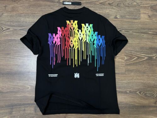 AMIRI Rainbow Drip Logo Tee Arts District LA SS24 - Black Size M BNWT