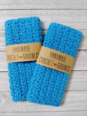 crochet handmade facial bath spa wash cloth reusable blue sky set USA seller new
