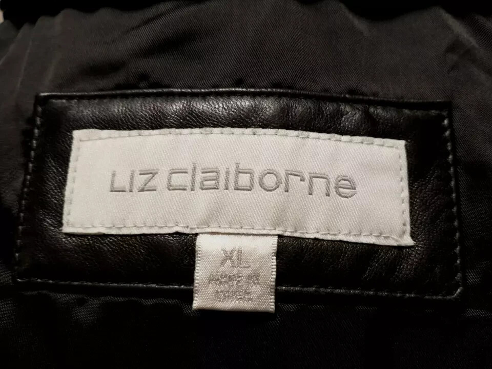 Veste Matelassée En Cuir Liz Claiborne - Taille L, Noire, Occasion Très Bon état, Doublure Polaire