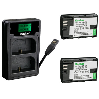 Kastar Rechargeable Lithium-Ion Battery Pack for Canon LP-E6 LP-E6N EOS Camera