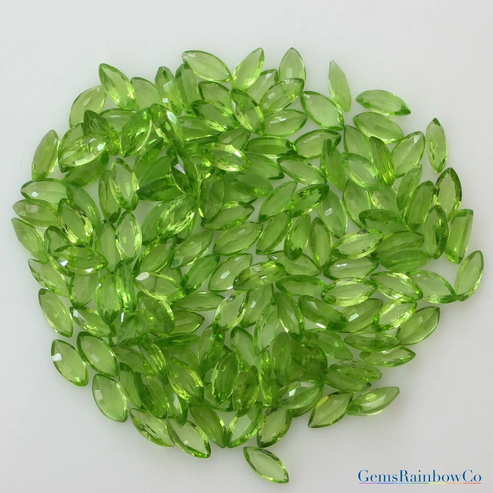 Натуральный перидот маркиза граненый 6x3 мм, 8x4 мм и 10x5 мм отдельные драгоценные камни качество - Изображение 4 из 4