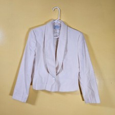 VTG Pendleton 100 Virgin Wool Blazer Jacket Coat W Miss 6 Cream Ivory 1 Button