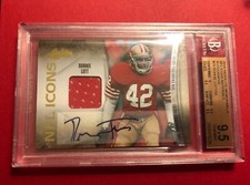 2010 Absolute Memorabilia NFL Icons Materials Signatures /50 Ronnie Lott BGS 9.5