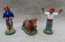 3 SANTONS DE PROVENCE ESCOFFIER VINTAGE, LE RAVI LE BOEUF LE PÊCHEUR, 7 cm