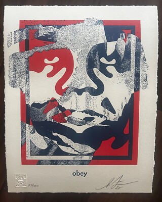 Torn Icon Letterpress  Shepard  Fairey Obey Giant