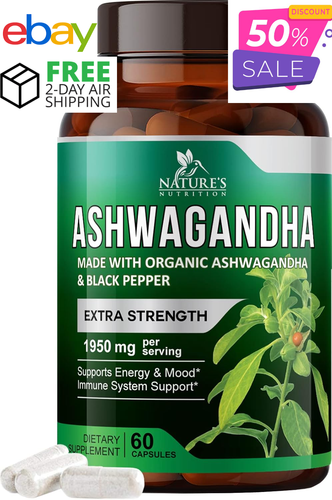 Ashwagandha Bio 1950mg – Gélules Au Poivre Noir | Support Stress Et Sommeil | Neuf