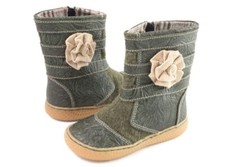 Livie And Luca Toddler Girl's Infant Stitcher Boots Green Size 4 Floral Embossed