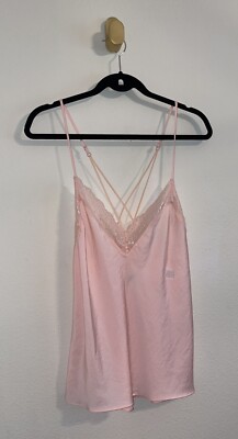 Linea Donatella Womens Strappy V Neck Lounge Sleep Pajama Top L Large Pink New