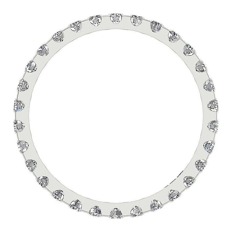 Eternity Stackable Ring SI1 G 1.30 Carat Round Cut Diamond 14K White Gold 2.70MM - Image 4 of 4