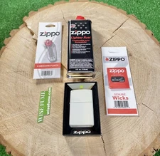 New Zippo Windproof Lighter Glow in The Dark Matte White +zippo Fuel+Flints+Wick