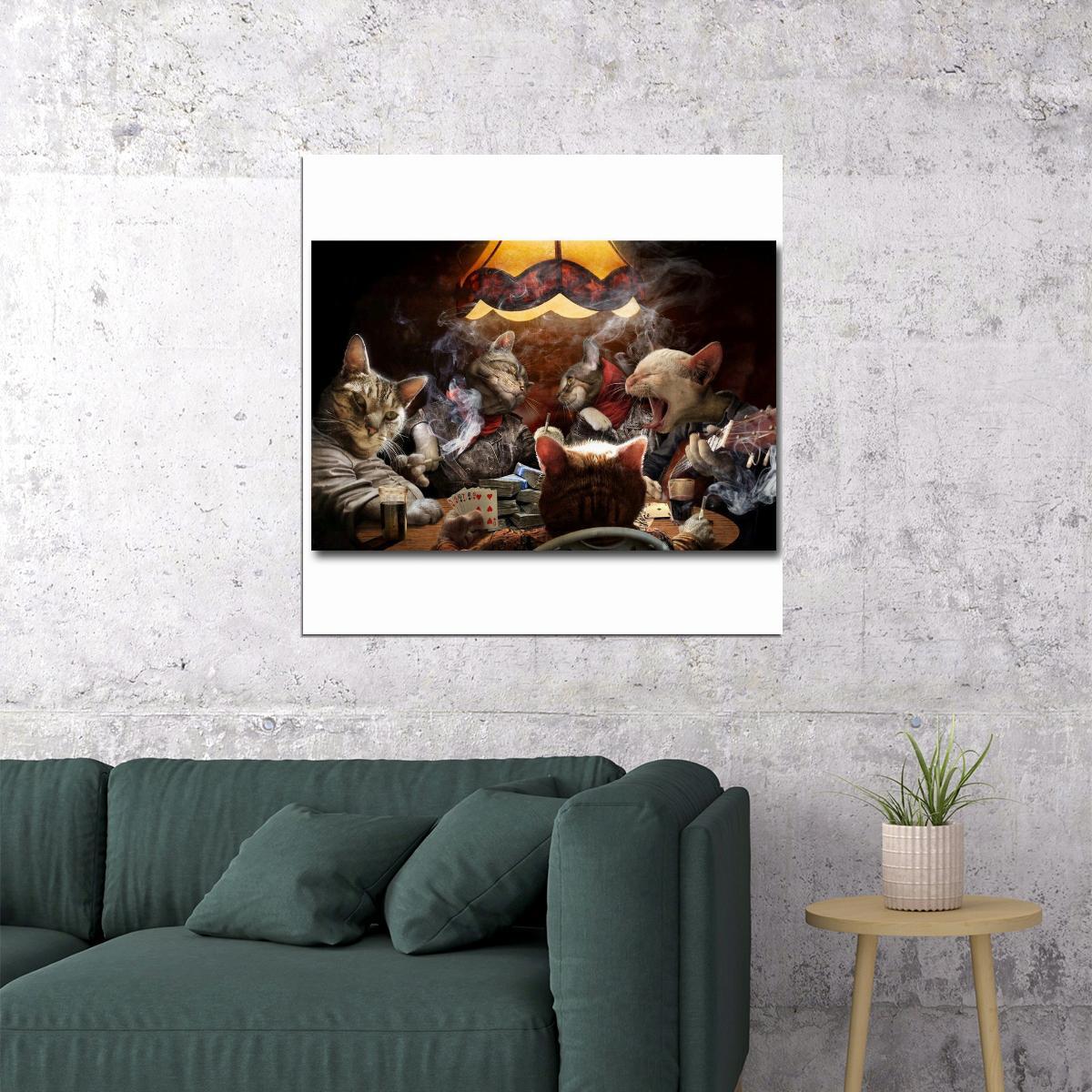 74441 Cats Playing Poker Cards Funny Art Wall Print Poster US | eBay