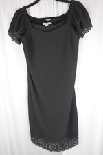 ELLE XS Eyelet Flutter Sleeve Little Black Dress Cocktail Party Classic LBD