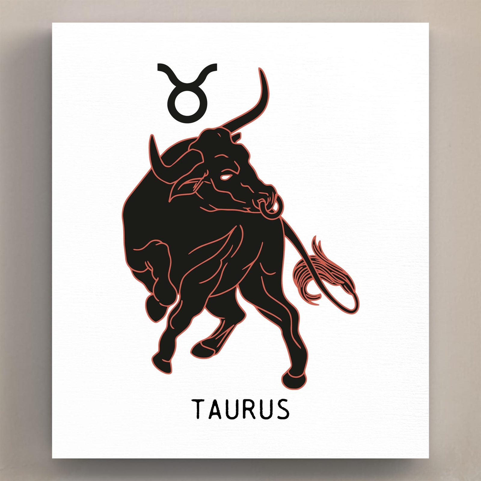 Taurus Terracotta Zodiac Symbol Star Sign Wooden Wall or Standing Plaque