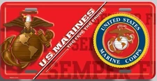 Marines Split Design Embossed Metal License Plate