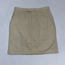 Vintage 1980s Ralph Lauren Pencil Skirt Khaki Tan Cotton Twill Midi Size 12