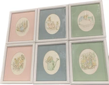 Peter Rabbit Set of 6 Framed Art Prints For Nursery /Room Decor- 9.5 X 8 - Preo
