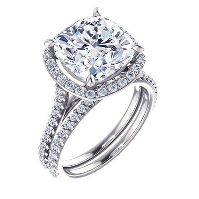 Stunning 1 98 Ct Cushion Cut Halo Round Diamond Engagement Bridal