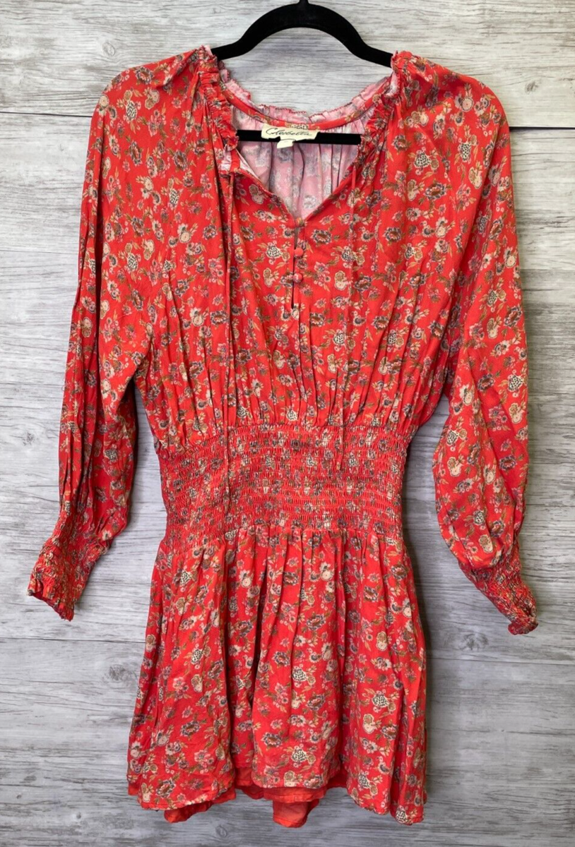 Cleobella Dress Medium Womens Long Sleeve Lined Floral Smocked Mini Cleobella Dress Medium Womens Long Sleeve Lined Floral Smocked Mini