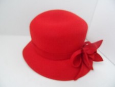 Vintage Red Wool Hat By Toucan Collection Of New York - Size Large 23" Dia.