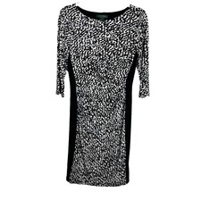 Ralph Lauren Dress 10 Stretch Jersey Ruched Animal Print 3/4 Sleeve Y2K