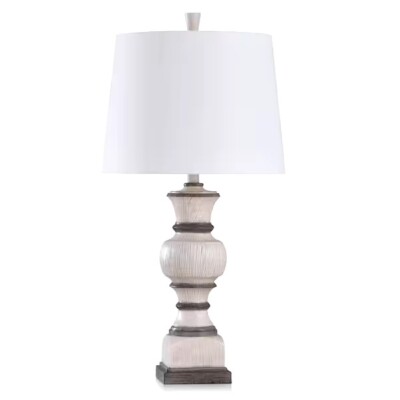 StyleCraft Tipton Farmhouse 17 in. Weathered White, Grey/Brown Lamp