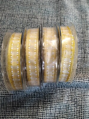 80m 4 Spulen Karo Gingham Band 15mm breit GOLDEN GELB Deko klassisch BN