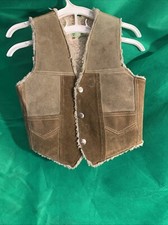 Vintage 70  s suede shearling brown Kids vest