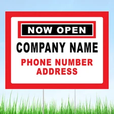 Now Open Small Business Yard Sign, Custom Business Lawn Sign