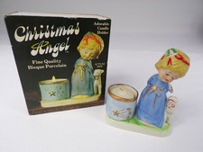 Vintage Christmas Angel Bisque Porcelain Candle Holder w/Candle 1978 Orig.Box