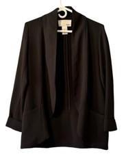 Bar III Womens Open-Front Blazer Jacket in Black Size Small Collarless Career