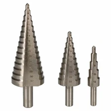 Step drill / cone cutter / drill bits 3pc set / kit 4mm - 32mm