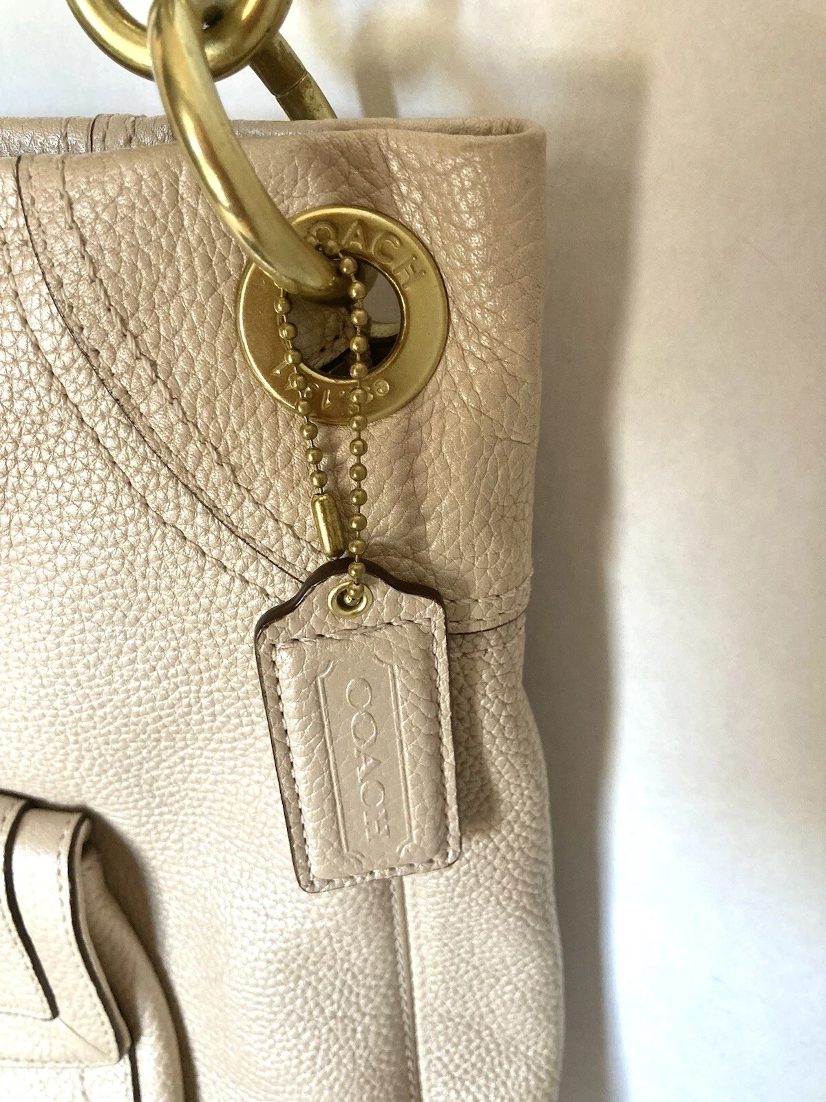 Coach Penelope Crema Champaign Pelle Metallizzata Borsa Tote Bag Borsetta e Portafoglio Pieghevole