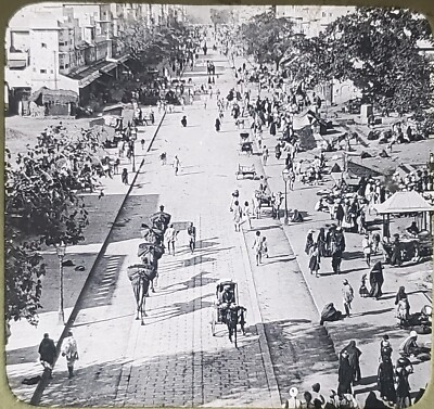 Varied Life On Streets of Jaipur, India, c 1920 Magic Lantern Glass Slide