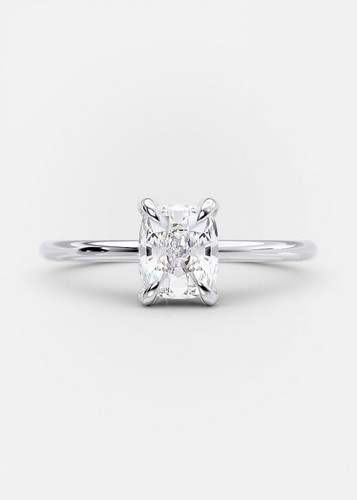 2Ct Cushion Cut Lab Created Diamond Women Engagement Ring 14K White Gold Over - Picture 5 of 6