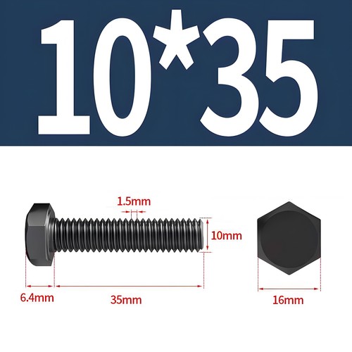 M10 DIN 931 / 933 12.9 acero tornillos hexagonales máquinas tornillos roscados M10x - Imagen 8 de 29